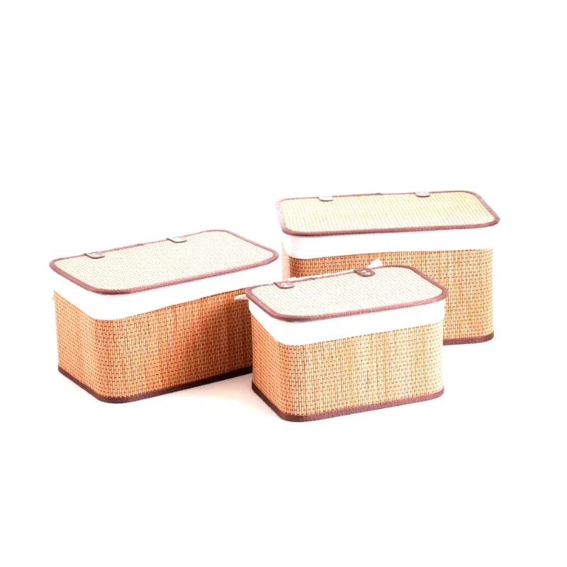 Canasto de bamboo con tapa chico 29.5x21x17 cm