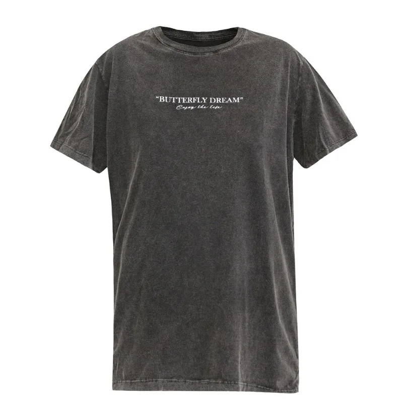 Remeraón Tex lavado con estampa talle 38 negro