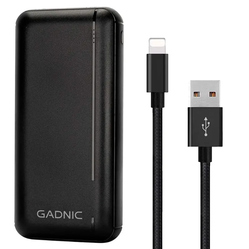 Kit Gadnic de Cargador Portátil 25000 mAh Carga Rápida + Cable Lightning Iphone