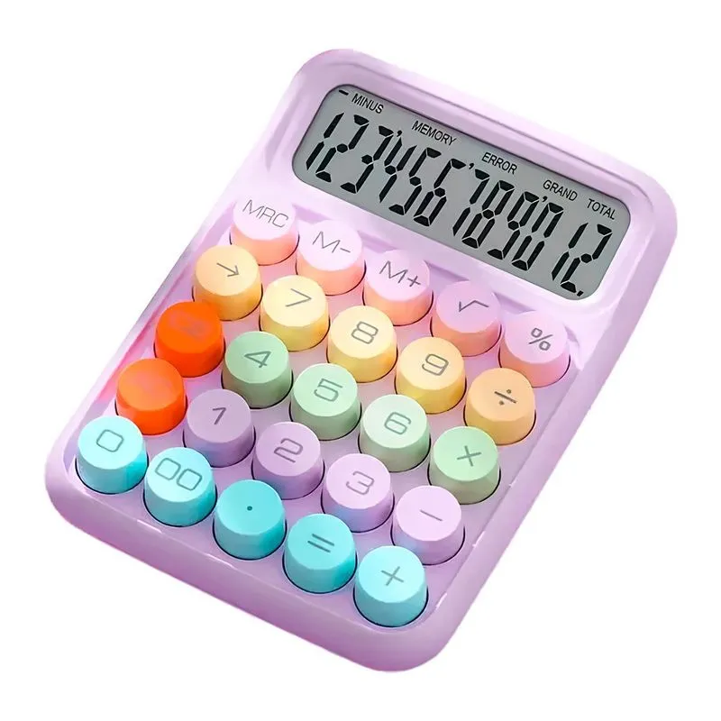 Calculadora De Mesa Simples Kawaii Candy 12 Dígitos - Lilás