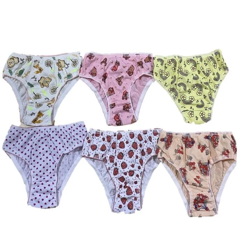 Kit com 6 Calcinhas Estampadas, Tamanhos p/m/g/gg, Estampas Sortidas, Algodão, para Criança