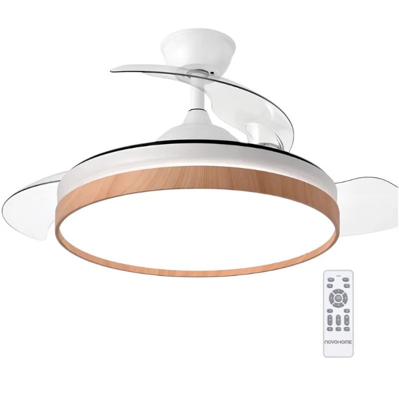 NOVOHOME VENTILADOR DE TECHO CON ASPAS RETRACTIL PANTALLA Ventilador De Techo C/Luz Led y Aspas Retractiles Novohome