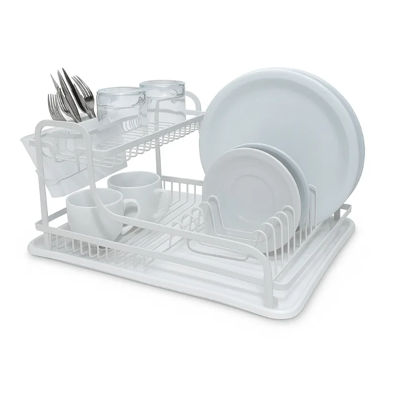 Escurridor De Platos Acero 2 Niveles Blanco Hogar Actual