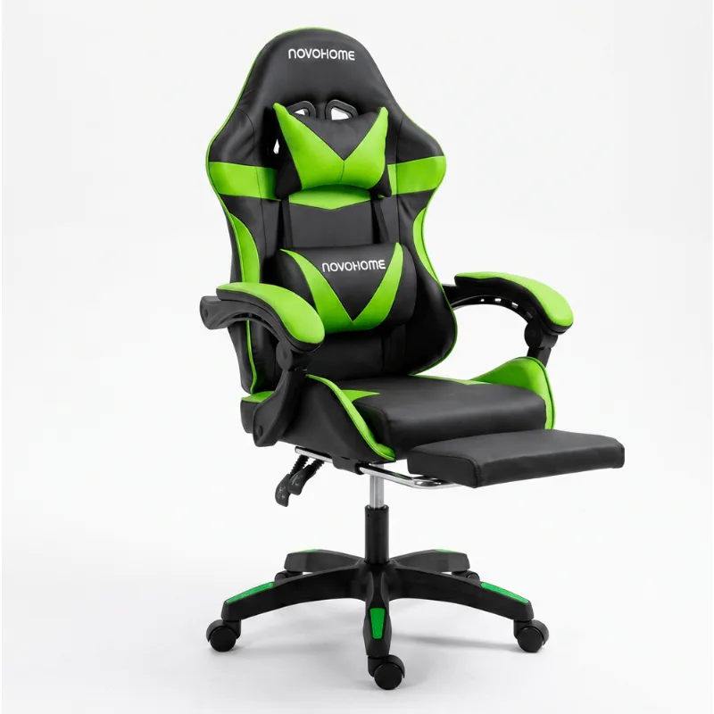 Silla Gamer C/apoyapiés Novohome Ergonómica Cuero Sintético