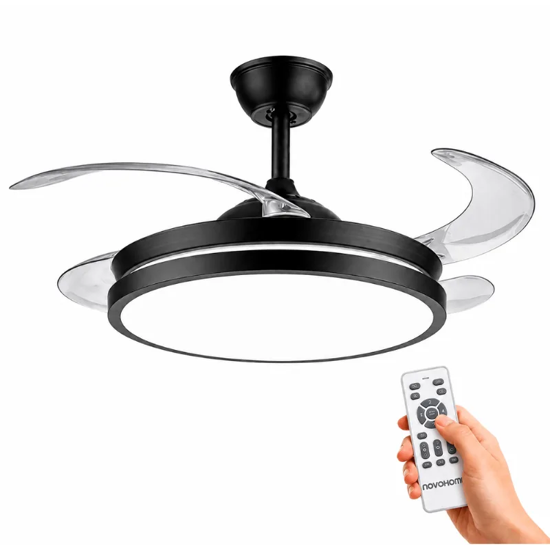 NOVOHOME VENTILADOR DE TECHO CON ASPAS RETRACTIL PANTALLA Ventilador De Techo C/Luz Led y Aspas Retractiles Novohome
