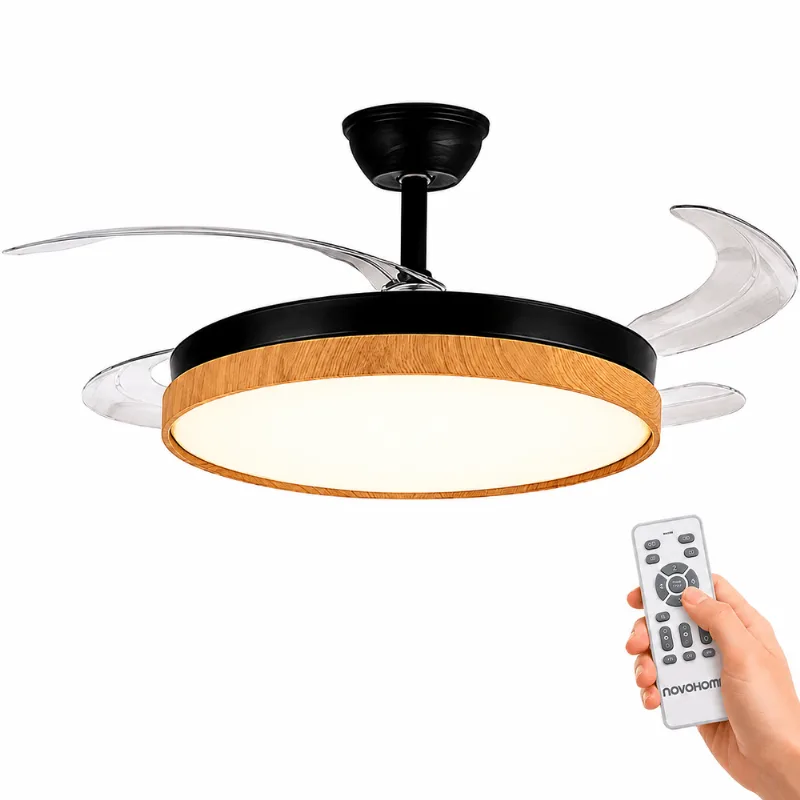NOVOHOME VENTILADOR DE TECHO CON ASPAS RETRACTIL PANTALLA Ventilador De Techo C/Aspas Retractiles y Luz Led Novohome