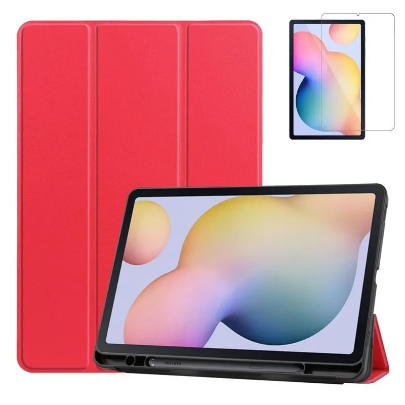 Capa Auto Sleep Suporte Caneta Para Tab S6 Lite P619 + Vidro