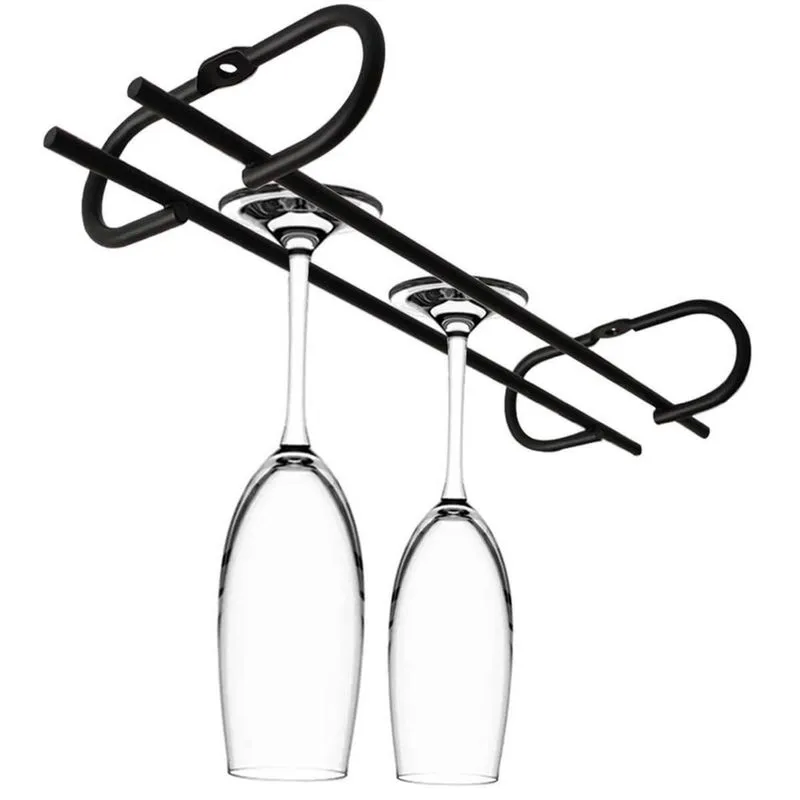 Suporte De Vinho Para Organizar Taças Preto Com Parafusos
