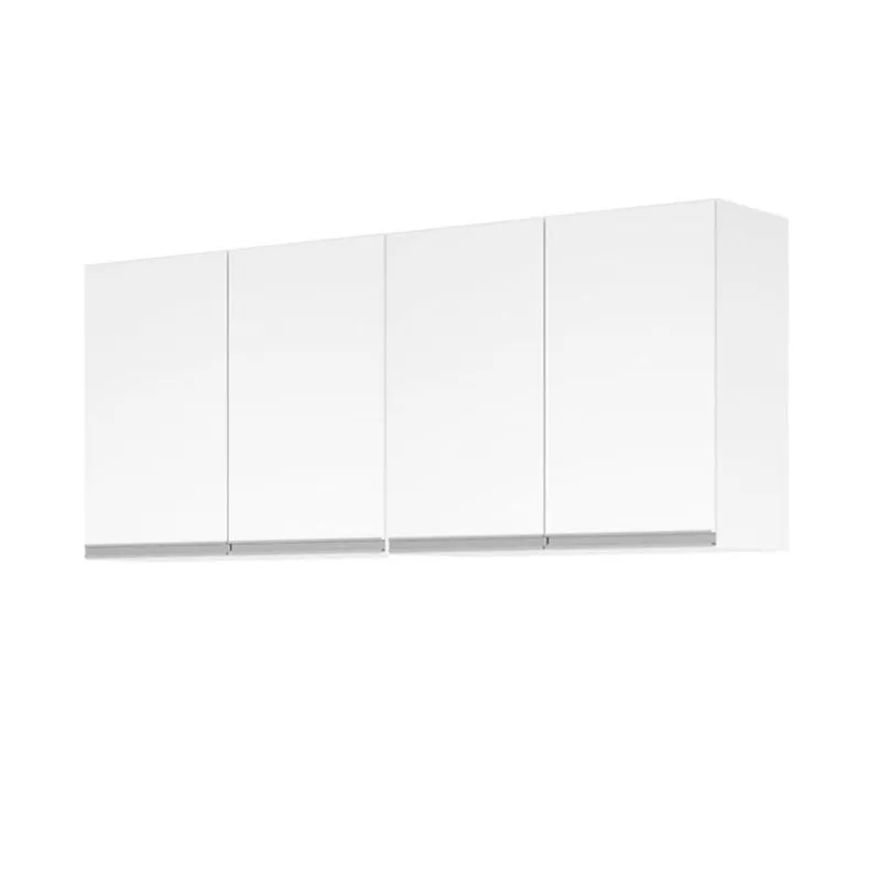 Armario Aereo Modulado 4 Portas Milla Branco Puxador Aluminio