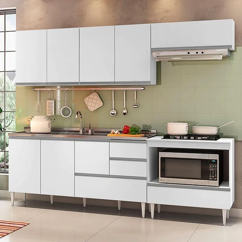Cozinha Modulada Milla 5 Peças Branco Puxador Aluminio Ii