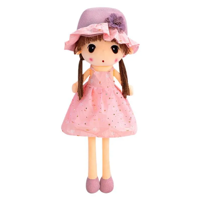 Boneca De Pelúcia Macia De 60 Cm Com Vestido E Chapéu Rosa Para Crianças
