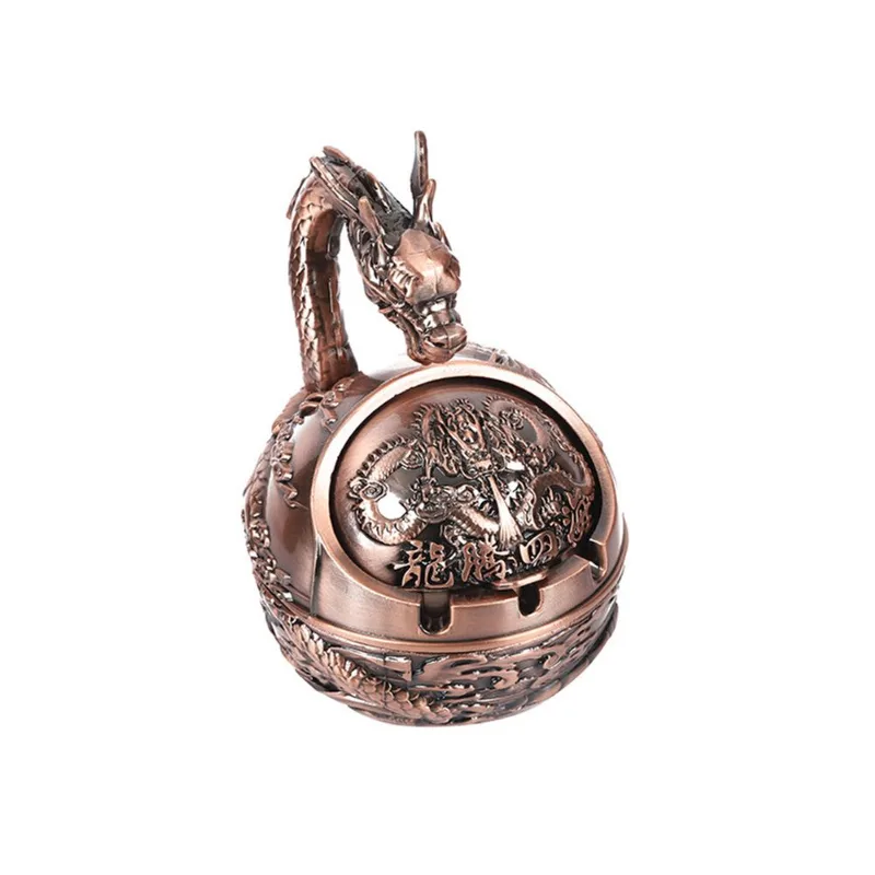Cinzeiro Vintage Dragon Design Alloy 360g 11x11x15cm Com Tampa