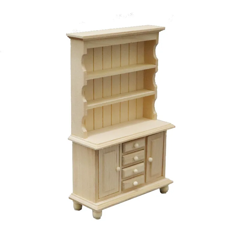 Vitrine Dollhouse 1:12 Em Miniatura De Madeira Com 3 Prateleiras