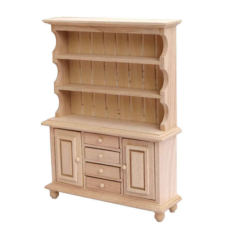 Armário De Armazenamento De 3 Camadas Dollhouse Furniture Oak Wood 1/12