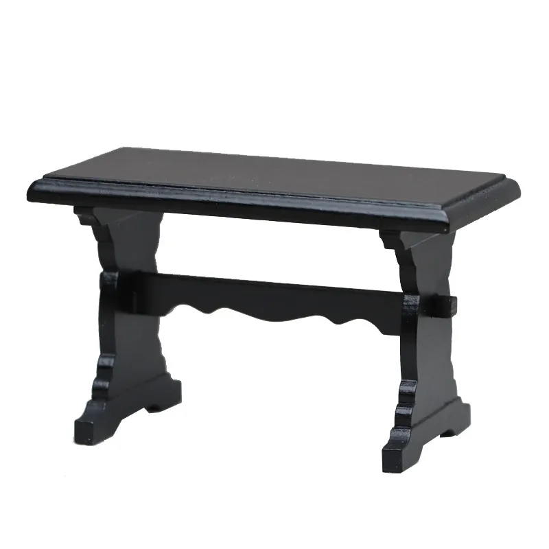 Mini Mesa Preta Dollhouse Furniture Em Madeira Compensada De Escala 1/12