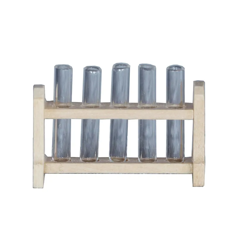 Tubos De Ensaio De Laboratório Em Miniatura Dollhouse Furniture Com Rack De Madeira