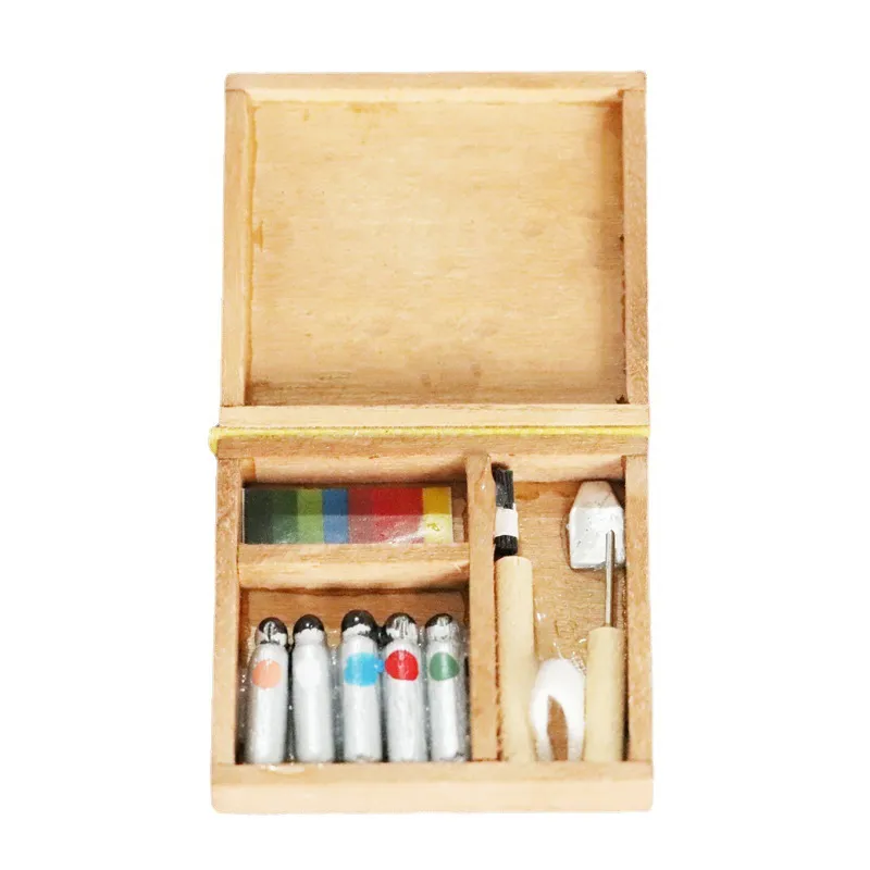 Conjunto De Pintura Em Miniatura Dollhouse Furniture Art Studio Em Escala 1/12