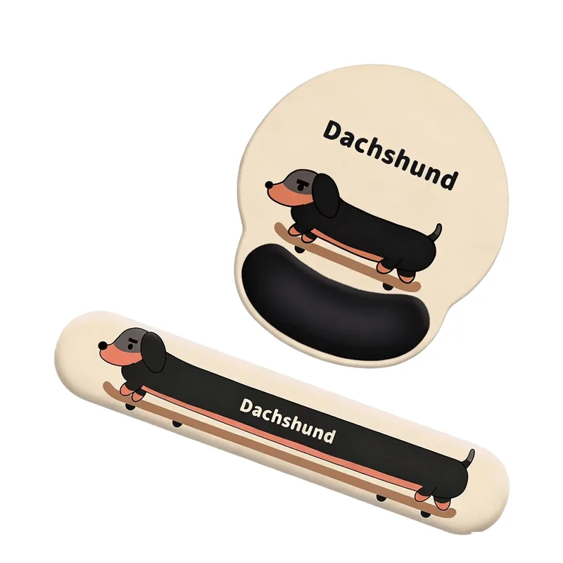 Conjunto De Mouse Pad E Teclado Dachshund Wrist Rest