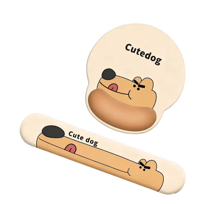 Conjunto De Mouse Pad De Suporte De Pulso Cute Cartoon Dog Design