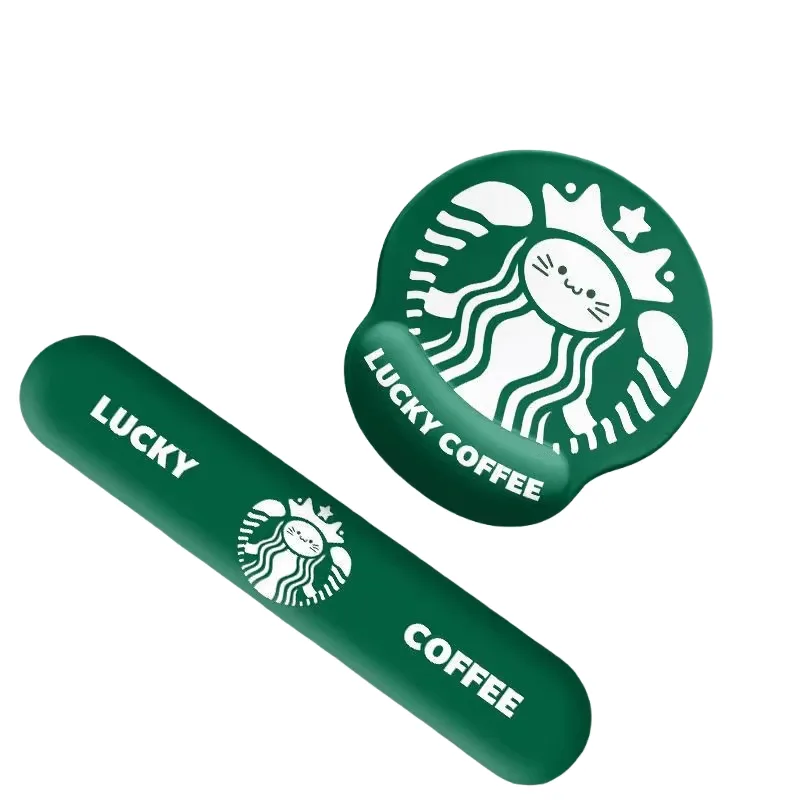 Conjunto De Descanso De Pulso Para Mouse E Teclado Ergonomic Green Cat