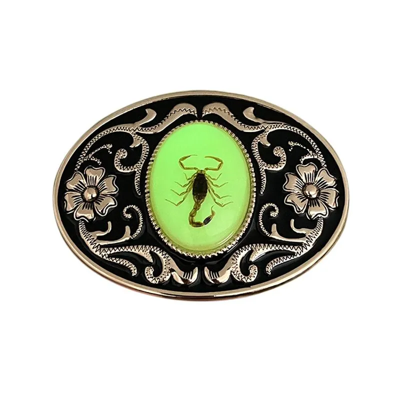 Belt Buckle Glow In The Dark Scorpion Western Style Masculino