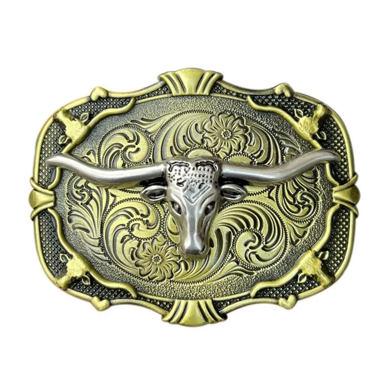 Fivela De Cinto Longhorn Skull Vintage Western Para Homens