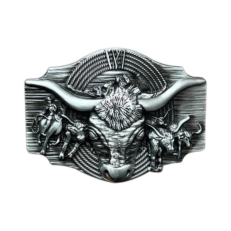 Fivela De Cinto Silver Bull Head Western Cowboy Style Masculino