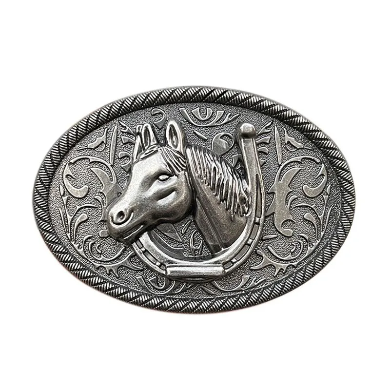 Design De Cabeça De Cavalo E Ferradura Com Fivela De Cinto Para Homens