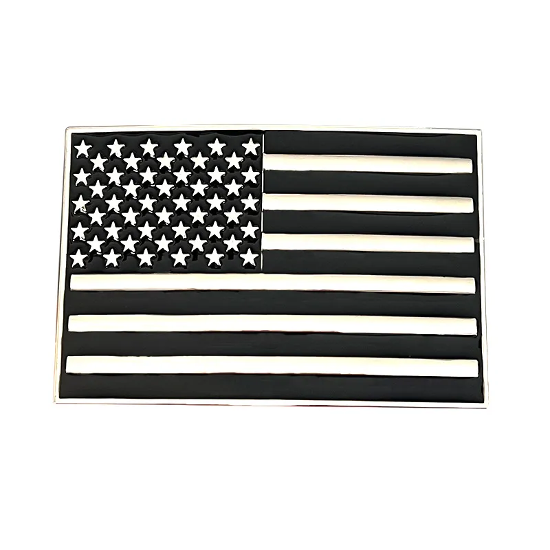 Fivela De Cinto, Bandeira Dos Eua, Liga Preta/prata Para Homens