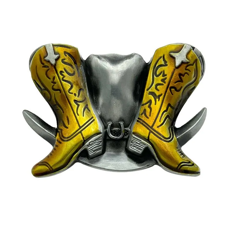 Botas De Cowboy Com Fivela De Cinto E Design De Chapéu Em Liga 78g