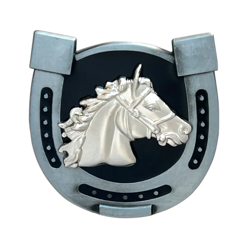 Fivela De Cinto Horse Head Horseshoe Design Alloy Para Homens