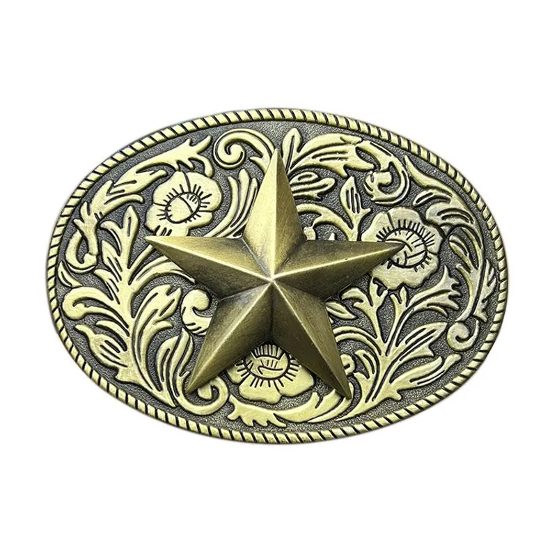 Fivela De Cinto Western Star Vintage Floral Design Alloy 97g