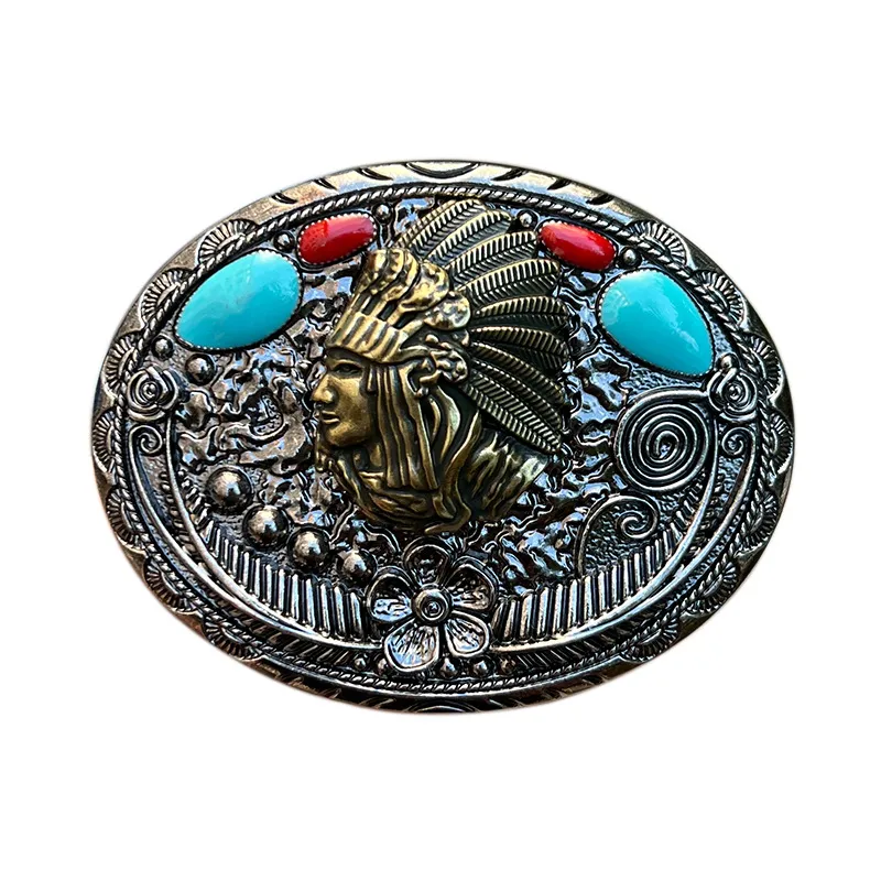 Fivela De Cinto Indian Chief Western Style Alloy 90g 9x7cm