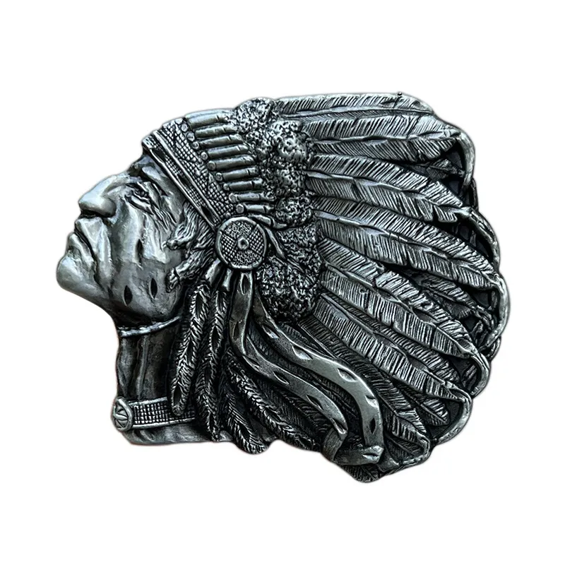 Fivela De Cinto Indian Chief Native American Warrior Alloy 117g