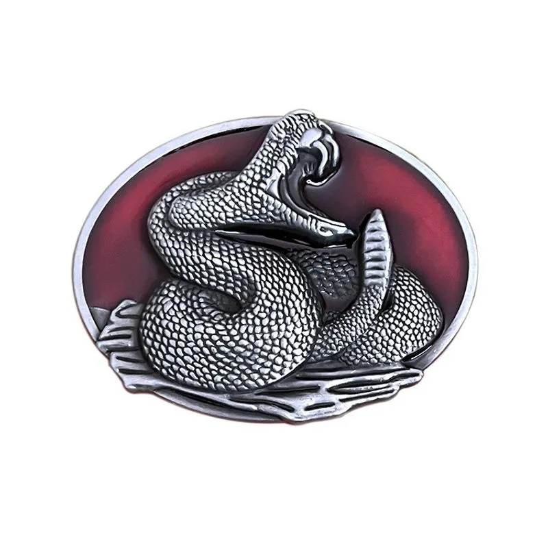 Fivela De Cinto Rattlesnake Vintage Western Style Alloy 85 G 8,1 X 6,3 Cm