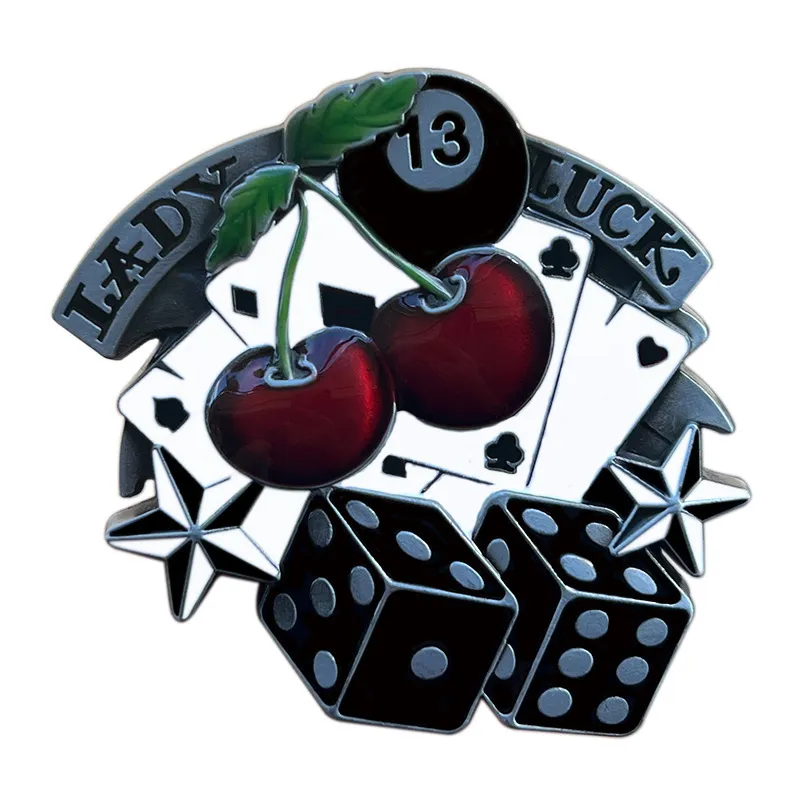 Fivela De Cinto Lady Luck Cherry Dice Retro Gambling Alloy