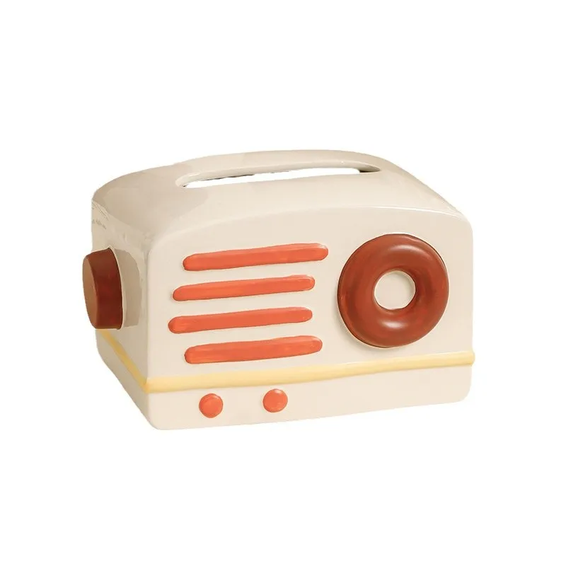 Tampa De Caixa De Lenços Retro Radio Style Ceramic 19x14.5x12cm