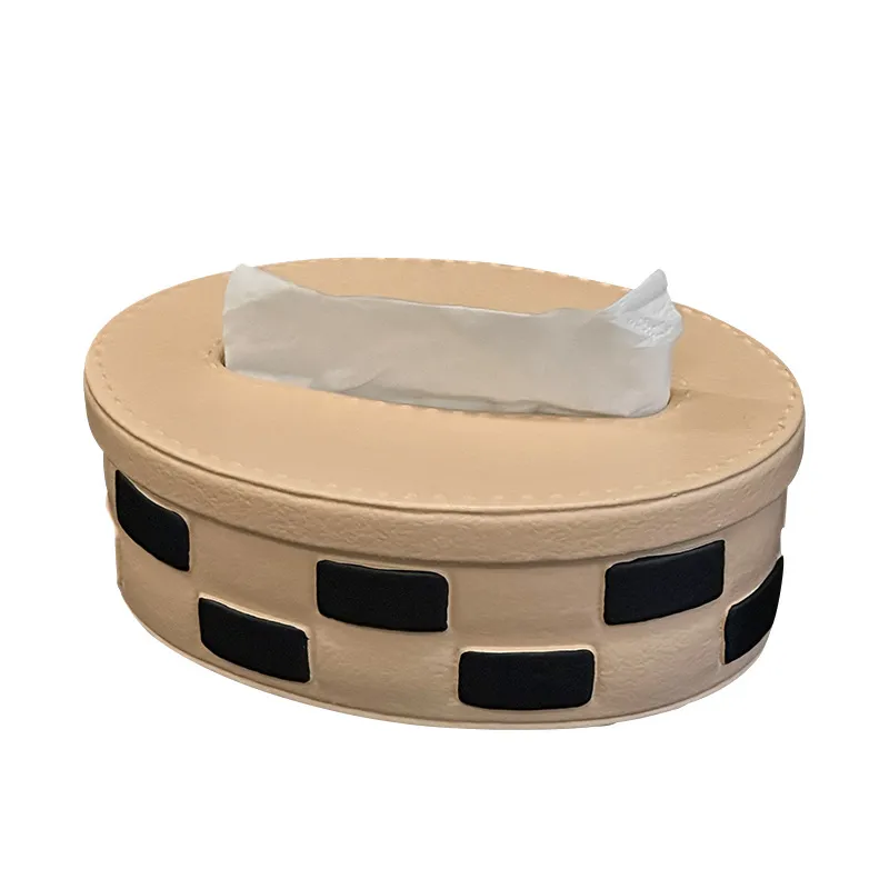 Tampa De Lenços De Borracha Quadriculada Vintage 19,5x7x14cm