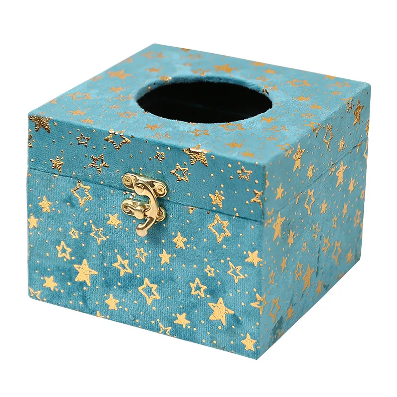Capa De Lenços De Papel Vintage Com Padrão De Estrela, Flanela E Madeira