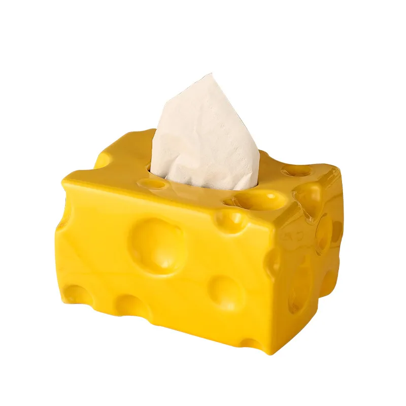 Tampa De Lenços De Papel Em Cerâmica Em Forma De Queijo 15,5x12x9cm 500g
