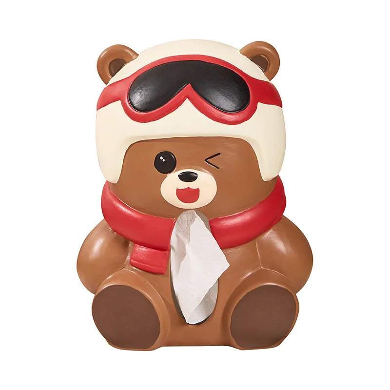 Capa De Lenços Cute Bear Aviator Helmet Design Ceramic