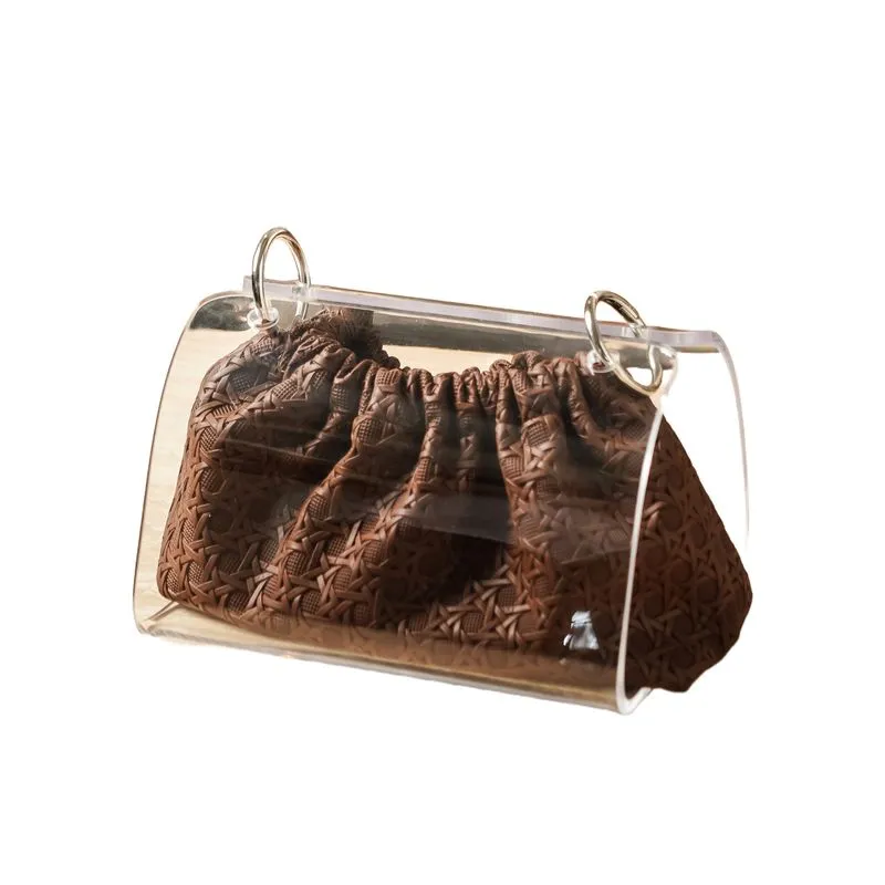 Capa De Lenços: Bolsa Texturizada Marrom Em Acrílico De Estilo Francês