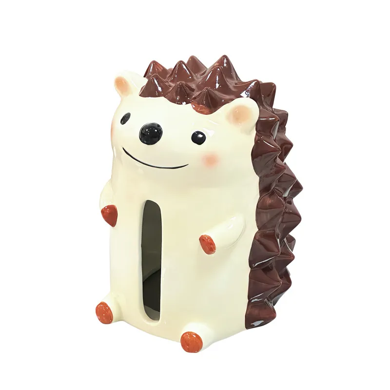 Tampa De Caixa De Lenços Ceramic Hedgehog Design 15x14x18,5 Cm
