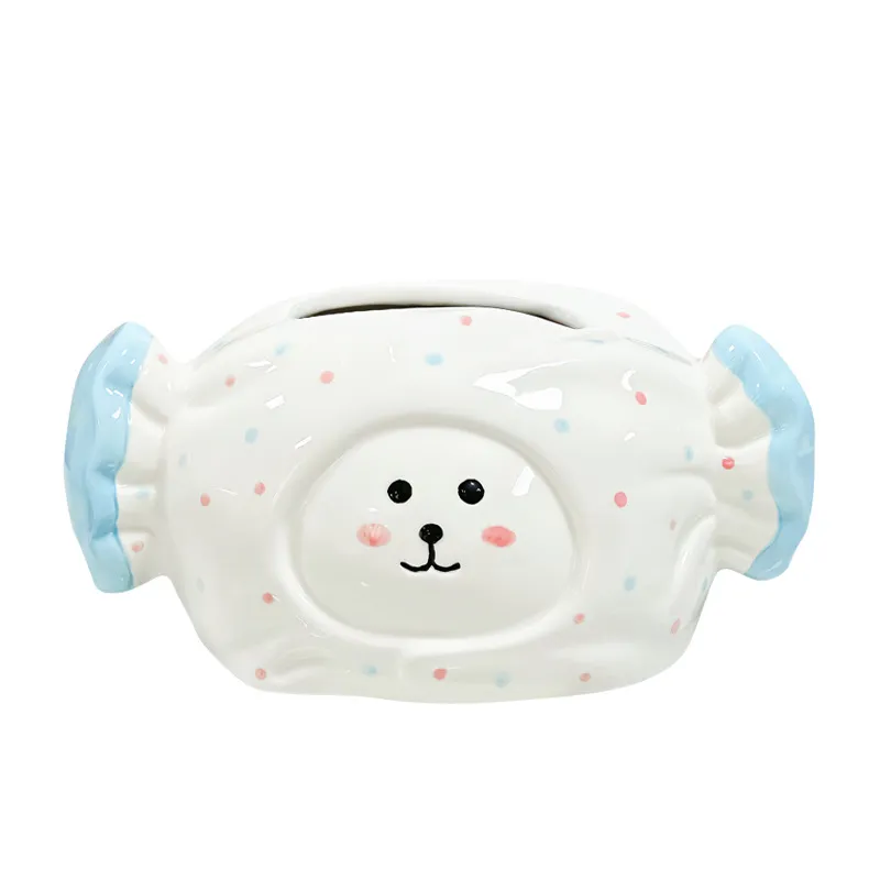 Tampa De Caixa De Lenços Ceramic Candy Bear Design 23x14x10,5 Cm