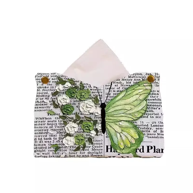 Capa De Lenços Vintage Butterfly Pu Leather 19x14cm