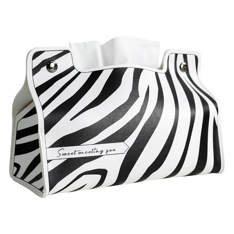 Capa De Lenços De Papel Em Couro De Pvc Com Estampa Zebra 23x10,5x15cm