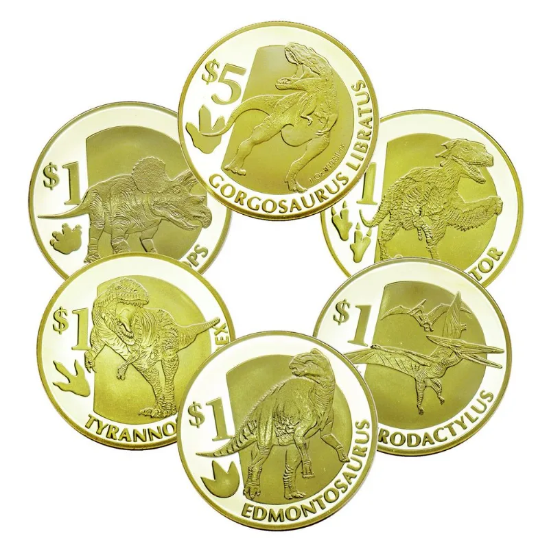 Conjunto De Moedas Comemorativo De Dinossauro 2024, 6 Moedas, Ferro 210g