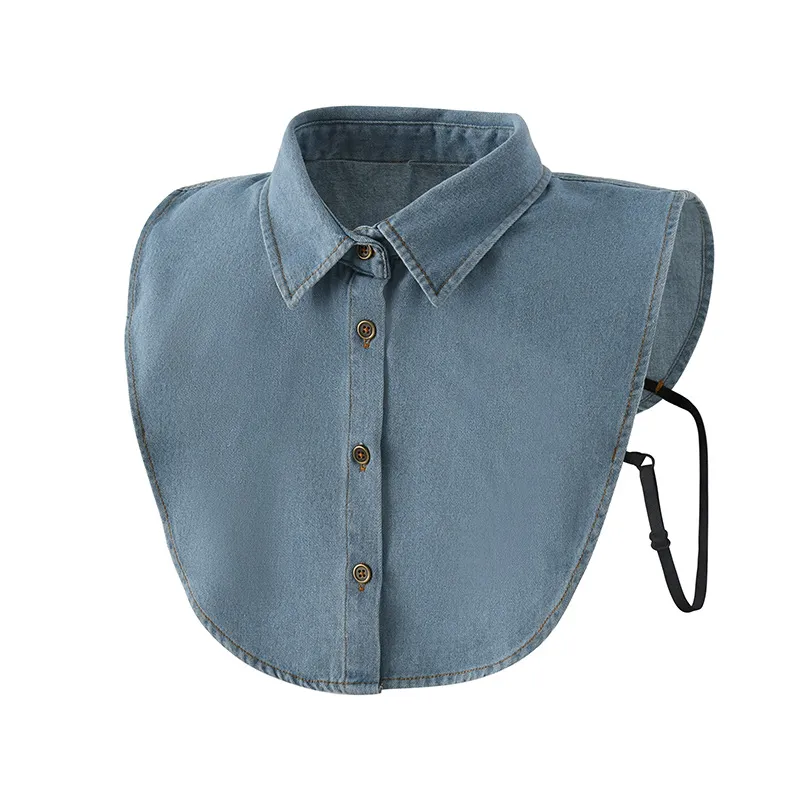 Design De Jeans Atemporal Com Gola Falsa Removível Para Mulheres