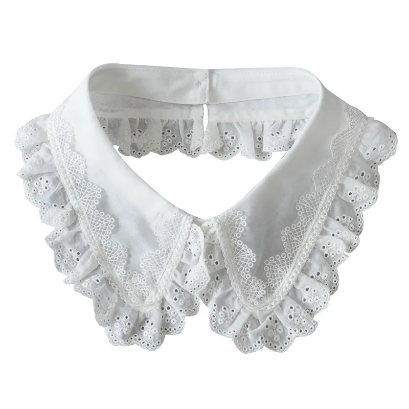 Gola Falsa Com Design Chique De Renda Com Babados Para Mulheres