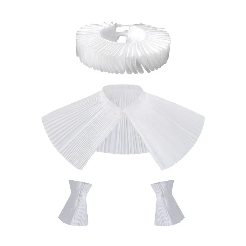 Conjunto De Colarinho Falso, 3 Peças De Algodão Branco Vintage Para Cosplay